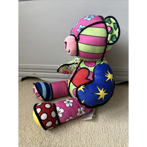 Romero Britto Build A Bear Plush Teddy Bear Brazil Pop Art Limited Edition 2015 - Picture 7 of 13